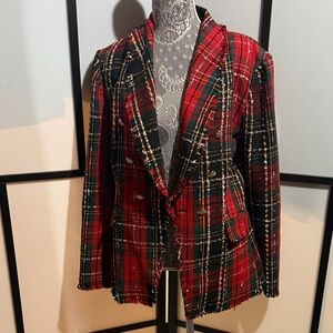 Rachel Zoe Tartan Blazer in Red and Green